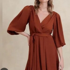 NWT Banana Republic Terracotta  Blouson Midi Dress